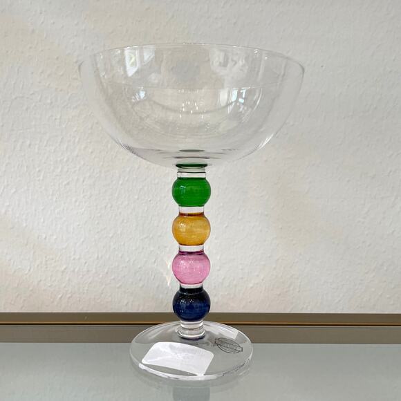 Multicolor Bubble Stemmed Glass Holiday Cocktail Champagne Glassware New - Picture 1 of 7